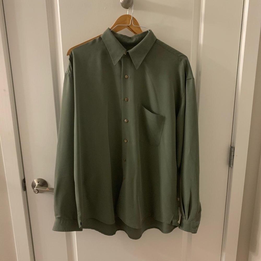COPY - ubc Green Button-down Dressy-casual XL